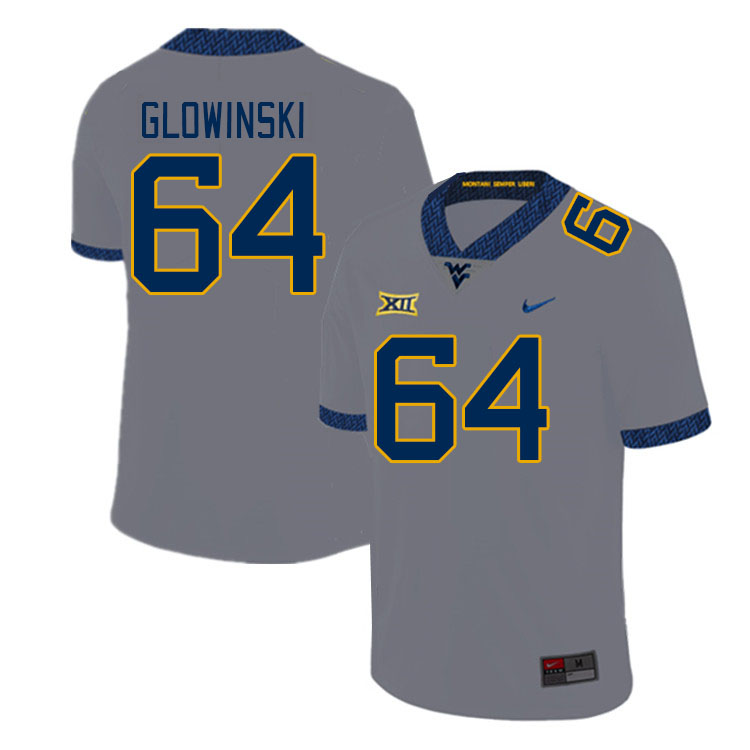 West Virginia Mountaineers #64 Mark Glowinski College Football Jerseys Stitched Sale-Grey